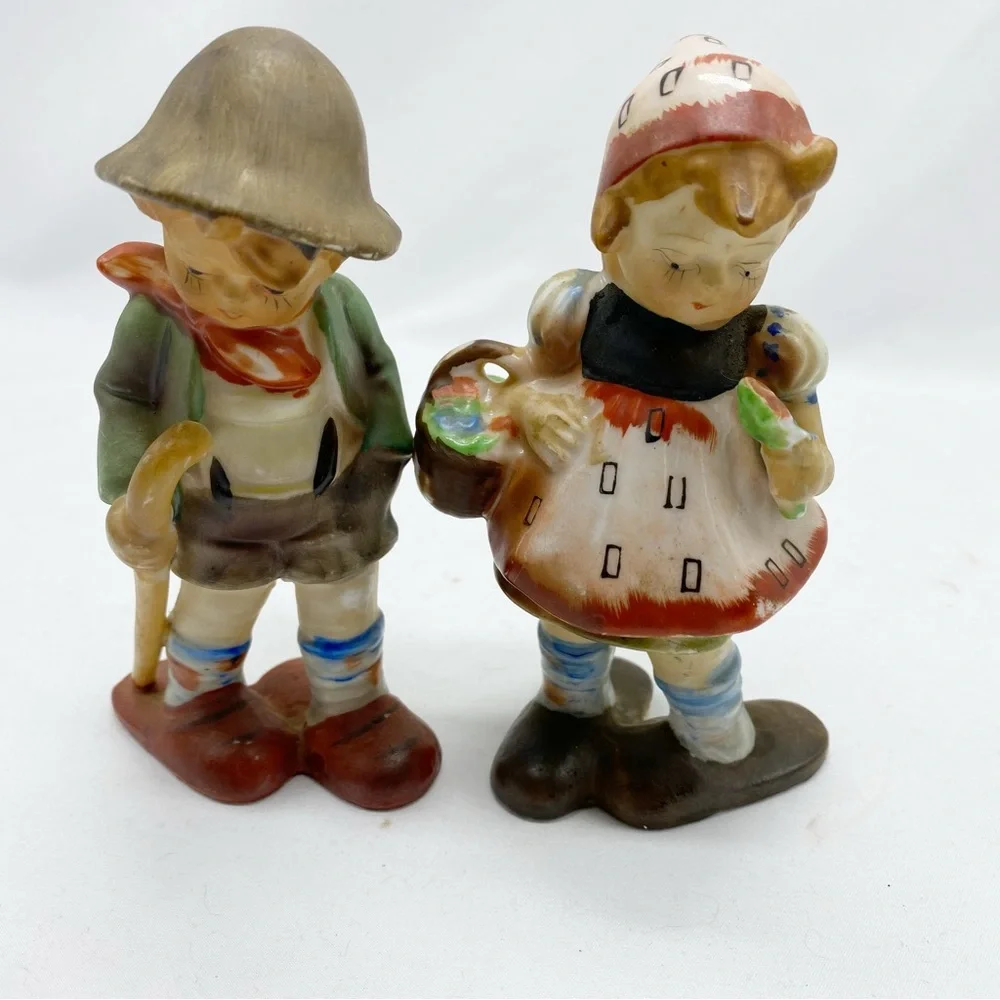 Vintage Mid- Century Boy and Girl with Picnic Basket Figurine Hummel Style